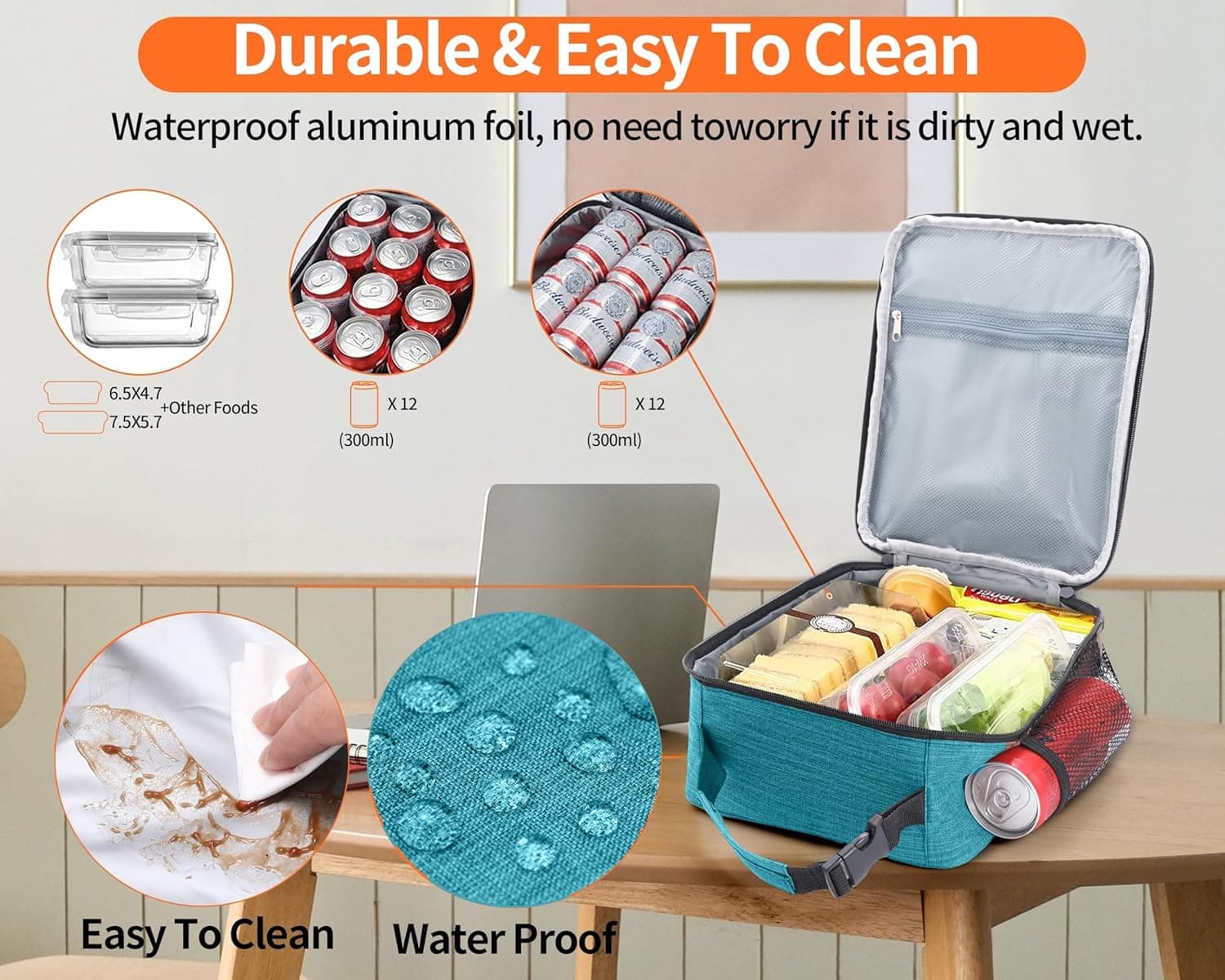 Lunch Box for Men - Reusable Lunch Bag Men Adult Women- Insulated Small LunchBox (Azure) - Image 5